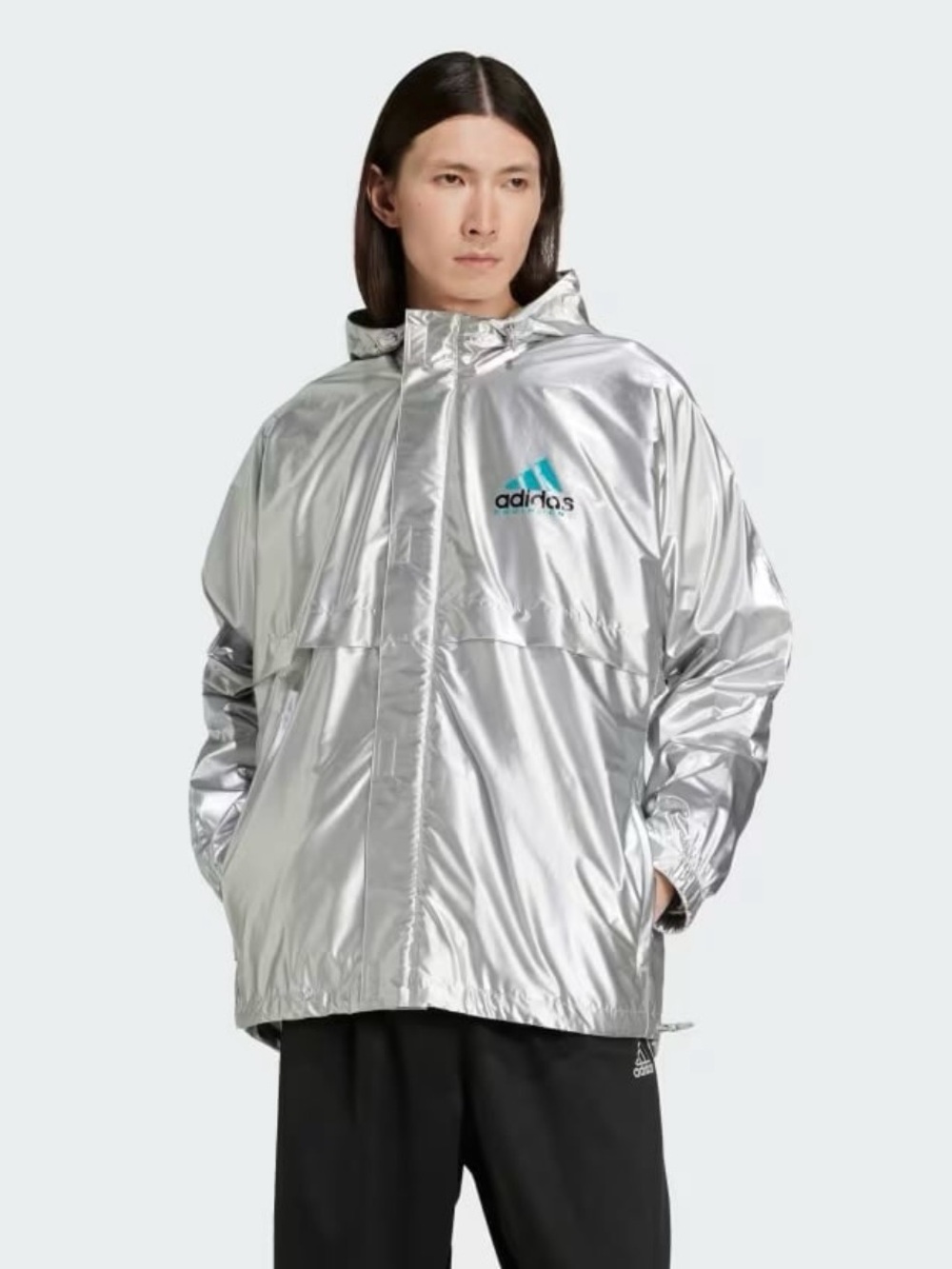 adidas EQT Metallic Windbreaker Mens Silver Jacket